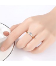 Advanced Jewelry Cubic Zirconia Three-colour Gold Plated 925 Sterling Silver Women Wedding Ring