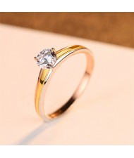 Advanced Jewelry Cubic Zirconia Three-colour Gold Plated 925 Sterling Silver Women Wedding Ring