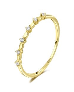 Elegance Thin Design Cubic Zirconia Gold Plated Wholesale Fashion Women 925 Sterling Silver Ring