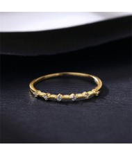 Elegance Thin Design Cubic Zirconia Gold Plated Wholesale Fashion Women 925 Sterling Silver Ring