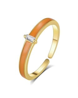 Popular Jewelry Orange Oil-spot Glated Cubic Zirconia Open-end Wholesale Women 925 Sterling Silver Ring