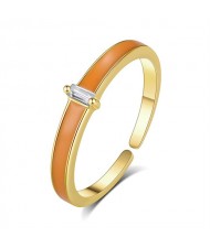 Popular Jewelry Orange Oil-spot Glated Cubic Zirconia Open-end Wholesale Women 925 Sterling Silver Ring