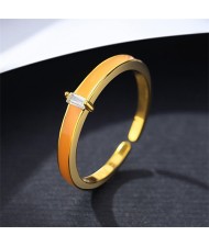 Popular Jewelry Orange Oil-spot Glated Cubic Zirconia Open-end Wholesale Women 925 Sterling Silver Ring