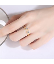 Square and Heart Cubic Zirconia Design Open-end Wholesale Women 925 Sterling Silver Ring