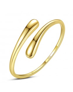 Gold Plated Water Drop Design Open-end Wholesale Women 925 Sterling Silver Ring