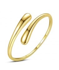 Gold Plated Water Drop Design Open-end Wholesale Women 925 Sterling Silver Ring
