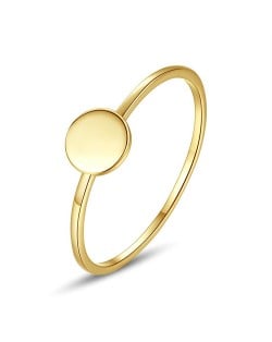 Korean Fashion Simple Round Surface Design Gold Plated Women 925 Sterling Silver Ring