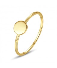 Korean Fashion Simple Round Surface Design Gold Plated Women 925 Sterling Silver Ring