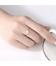 Korean Fashion Simple Round Surface Design Gold Plated Women 925 Sterling Silver Ring