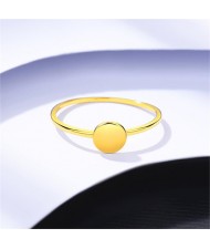 Korean Fashion Simple Round Surface Design Gold Plated Women 925 Sterling Silver Ring