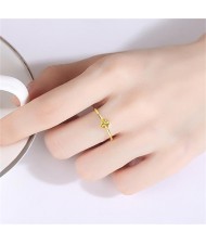 Rhomboid Yellow Cubic Zirconia Gold Plated Women 925 Sterling Silver Ring