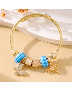 Butterfly and Dragonfly Lucky Beads Fashionable Wholesale Friendship Bangle