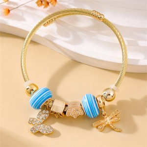 Butterfly and Dragonfly Lucky Beads Fashionable Wholesale Friendship Bangle