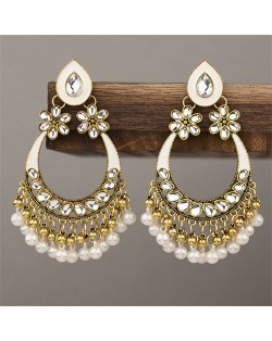 Middle East Fashion Shining Geometric Tassel Fashion Wholesale Costume Earrings - White