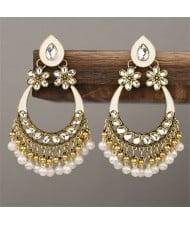 Middle East Fashion Shining Geometric Tassel Fashion Wholesale Costume Earrings - White