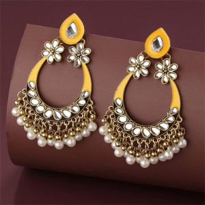 Middle East Fashion Shining Geometric Tassel Fashion Wholesale Costume Earrings - Yellow