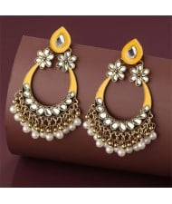 Middle East Fashion Shining Geometric Tassel Fashion Wholesale Costume Earrings - Yellow