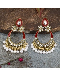 Middle East Fashion Shining Geometric Tassel Fashion Wholesale Costume Earrings - Red