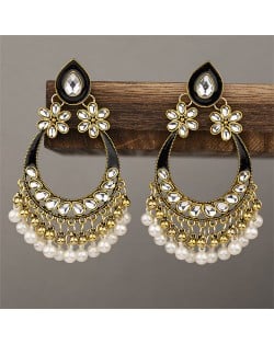 Middle East Fashion Shining Geometric Tassel Fashion Wholesale Costume Earrings - Black