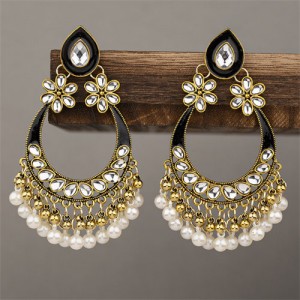 Middle East Fashion Shining Geometric Tassel Fashion Wholesale Costume Earrings - Black