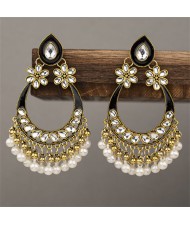 Middle East Fashion Shining Geometric Tassel Fashion Wholesale Costume Earrings - Black