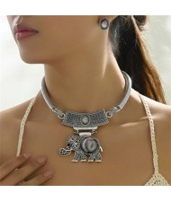 Middle East Fashion Elephant Pendant Design Vintage Bold Wholesale Costume Necklace