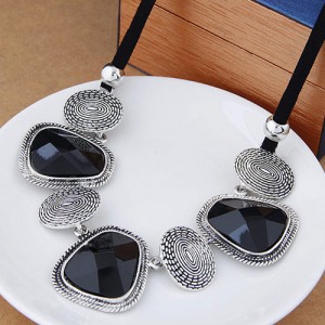 European and U.S. Fashion Geometric Pendants Wholesale Costume Necklace - Silver