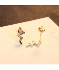 Irregular Snake Shape Multicolor Cubic Zirconia Wholesale Fashion 925 Sterling Silver Earrings