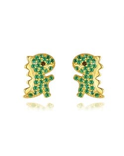 Cute Mini Dinosaur Green Cubic Zirconia Wholesale Fashion 925 Sterling Silver Earrings