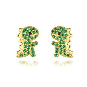 Cute Mini Dinosaur Green Cubic Zirconia Wholesale Fashion 925 Sterling Silver Earrings