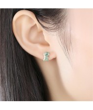 Cute Mini Dinosaur Green Cubic Zirconia Wholesale Fashion 925 Sterling Silver Earrings
