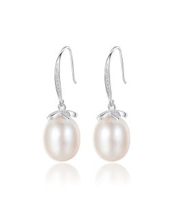 Fresh Water Natural Pearl Dangle 18k Gold Plating Wholesale Fashion 925 Sterling Silver Earrings