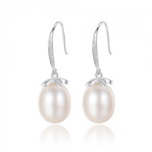 Fresh Water Natural Pearl Dangle 18k Gold Plating Wholesale Fashion 925 Sterling Silver Earrings