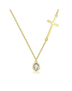 Fine Jewelry Fashion Cross with Cubic Zirconia Pendant Wholesale Women 925 Sterling Silver Necklace