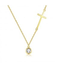 Fine Jewelry Fashion Cross with Cubic Zirconia Pendant Wholesale Women 925 Sterling Silver Necklace