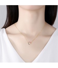 Fine Jewelry Fashion Colorful Cubic Zirconia Circle Pendant Wholesale Women 925 Sterling Silver Necklace