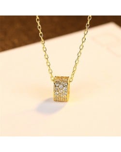 Popular Jewelry Shiny Full Cubic Zirconia Cylinder Pendant Wholesale Women 925 Sterling Silver Necklace