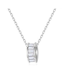 Popular Hip Hop Style Cubic Zirconia Wheel Shape Pendant Wholesale Women 925 Sterling Silver Necklace - Silver