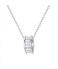 Popular Hip Hop Style Cubic Zirconia Wheel Shape Pendant Wholesale Women 925 Sterling Silver Necklace - Silver