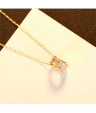 Popular Hip Hop Style Cubic Zirconia Wheel Shape Pendant Wholesale Women 925 Sterling Silver Necklace - Golden