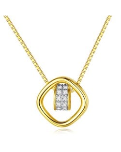 Business Style Cubic Zirconia Two Circles Combo Pendant Wholesale Women 925 Sterling Silver Necklace