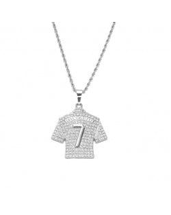 Hiphop Fashion Shining Soccer Jersey Pendant Men Wholesale Necklace - Silver