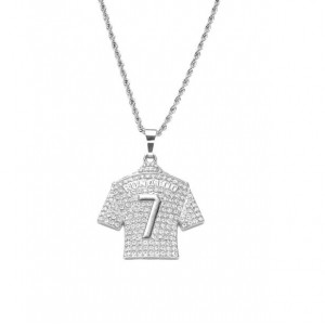 Hiphop Fashion Shining Soccer Jersey Pendant Men Wholesale Necklace - Silver