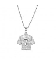 Hiphop Fashion Shining Soccer Jersey Pendant Men Wholesale Necklace - Silver