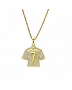 Hiphop Fashion Shining Soccer Jersey Pendant Men Wholesale Necklace - Golden