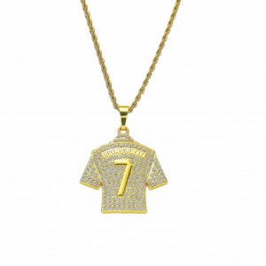 Hiphop Fashion Shining Soccer Jersey Pendant Men Wholesale Necklace - Golden