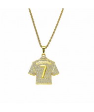 Hiphop Fashion Shining Soccer Jersey Pendant Men Wholesale Necklace - Golden