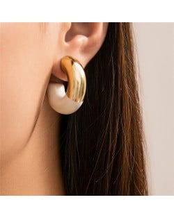 Vintage Metal Style C Shape Fashion Wholesale Costume Hoop Earrings - White