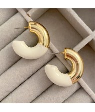 Vintage Metal Style C Shape Fashion Wholesale Costume Hoop Earrings - White