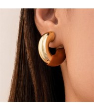 Vintage Metal Style C Shape Fashion Wholesale Costume Hoop Earrings - Orange